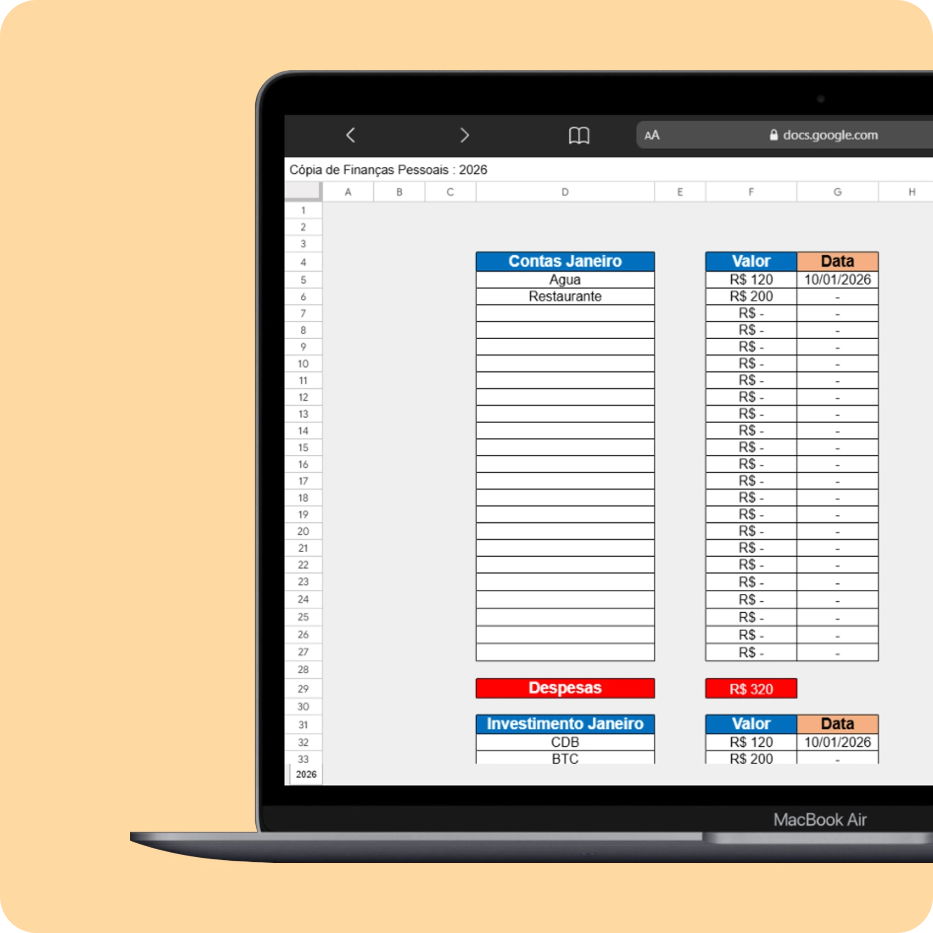 Entradas e saídas do mês